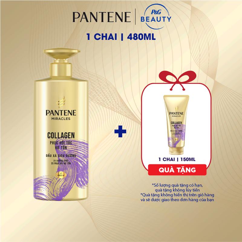 Dầu Xả Siêu Dưỡng PANTENE Miracle Cải Thiện Rụng Tóc Biotin/Hỗ Trợ Phục Hồi Hư Tổn 480ML Tặng Dầu Xả Siêu Dưỡng PANTENE Miracle Cải Thiện Rụng Tóc Biotin/Hỗ Trợ Phục Hồi Hư Tổn 150ML
