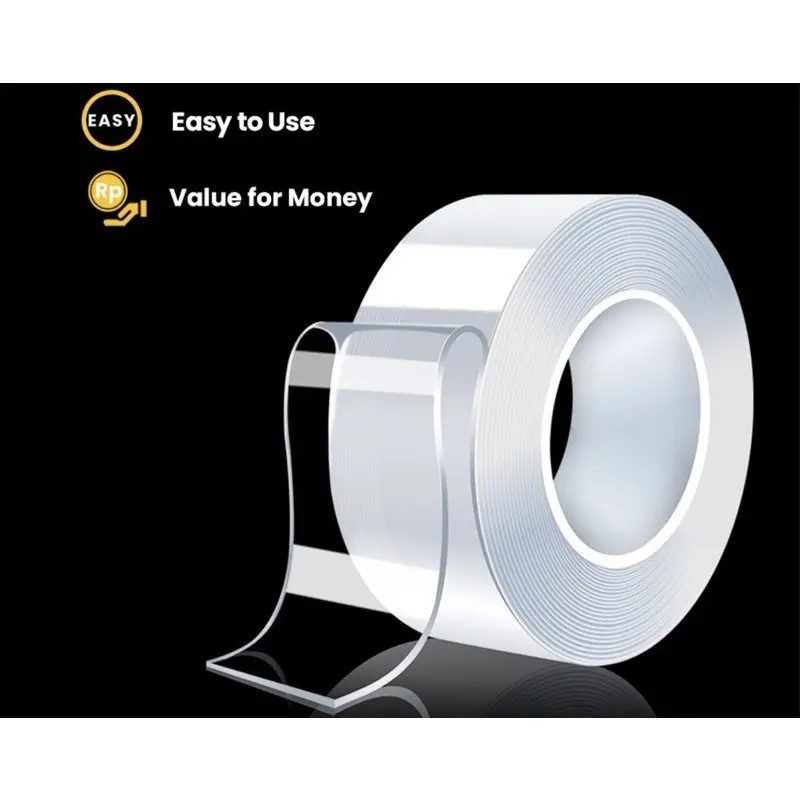 Double Tape nano magic 1 m solasi bening 1 meter 3m soaltip murah meriah 2