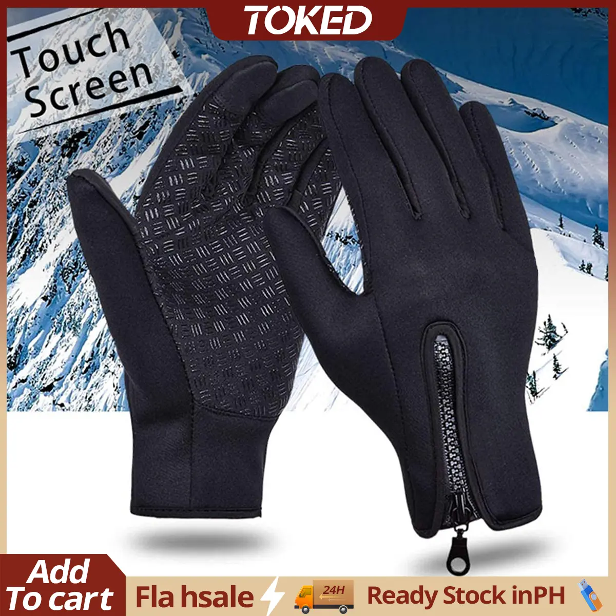 Outdoor Winter Full Finger Warm Gloves Windproof Waterproof Gloves Touch Screen Anti-Slip Running Gloves