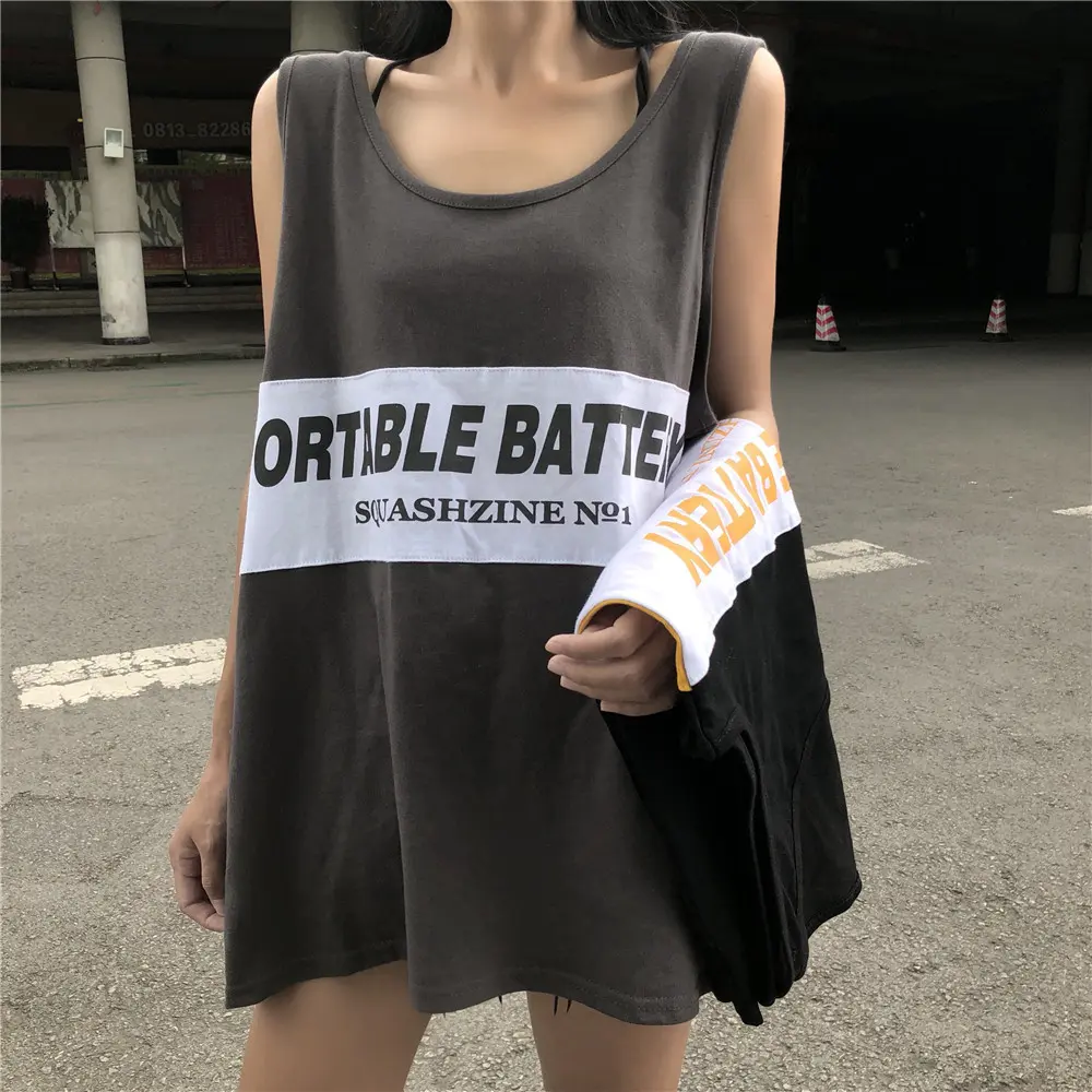 Halter Camisole Sports Vest Sleeveless T-shirt Women's Summer Design Sense Outer Wear Loose Top Fashion Womenswear Tube