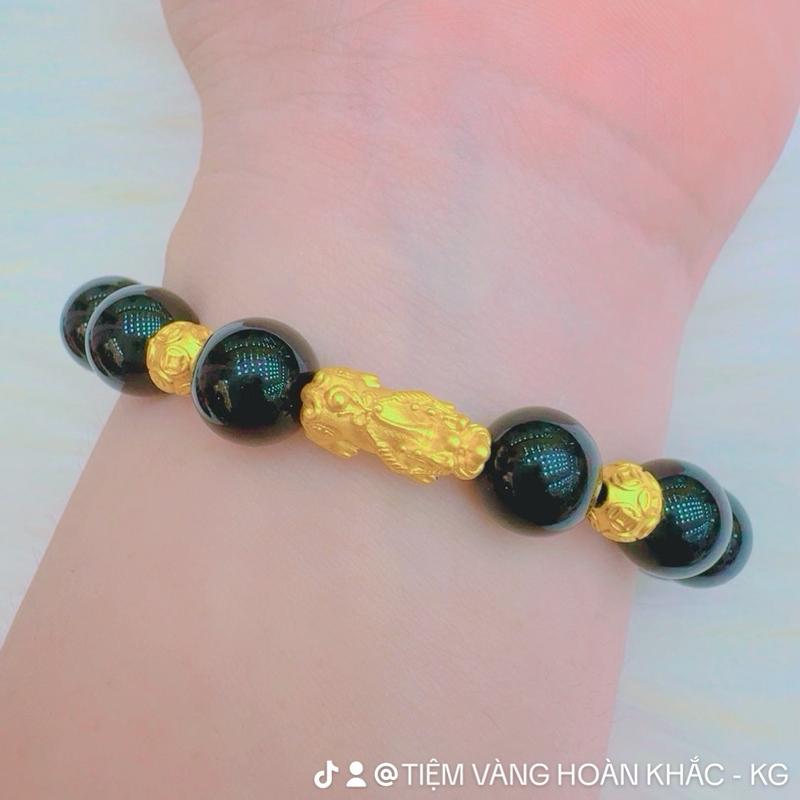 Phụ kiện vòng tay trầm hương phối tỳ hưu V9999 Hoàn Khắc (chủi 10li) 3