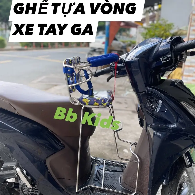 Ghế tựa vòng inox Chân Dài xe Tay ga cho bé 7th-2 tuổi 0