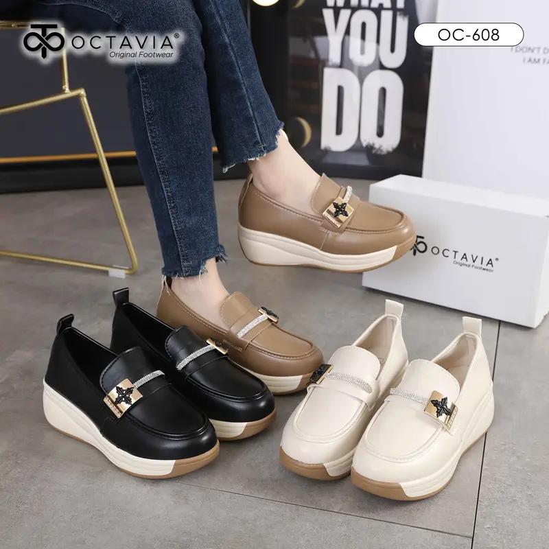 [ORIGINAL] OCTAVIA Sepatu Sneakers Casual Highsole Wedges Wanita #OC-608 1