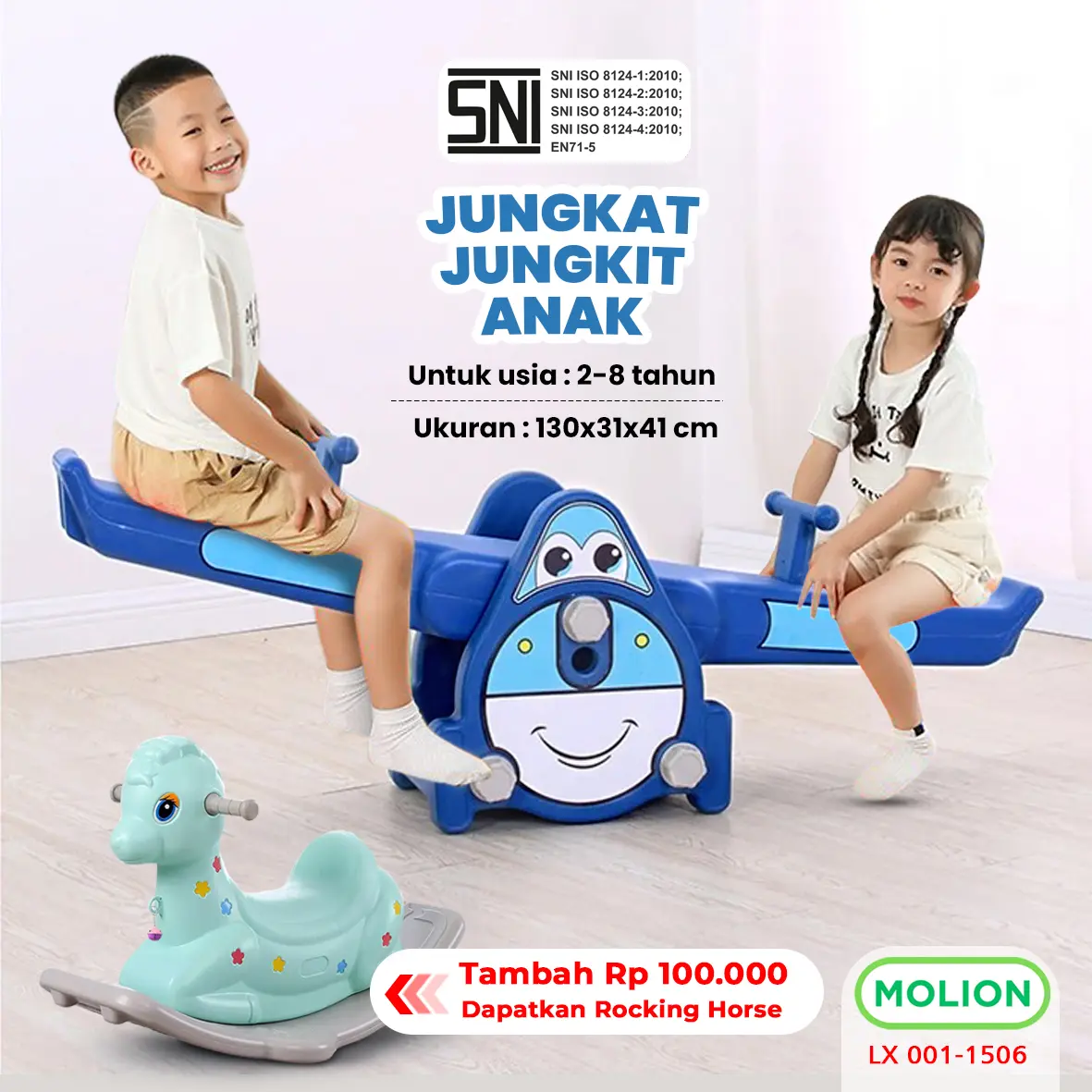 MOLION SNI Jungkat Jungkit Prosotan Seesaw Mainan Anak Kuda Kudaan Pesawat Plastik Mainan Kuda Mainan Anak Jungkat Jungkit Balance Berstandar 001-M1503