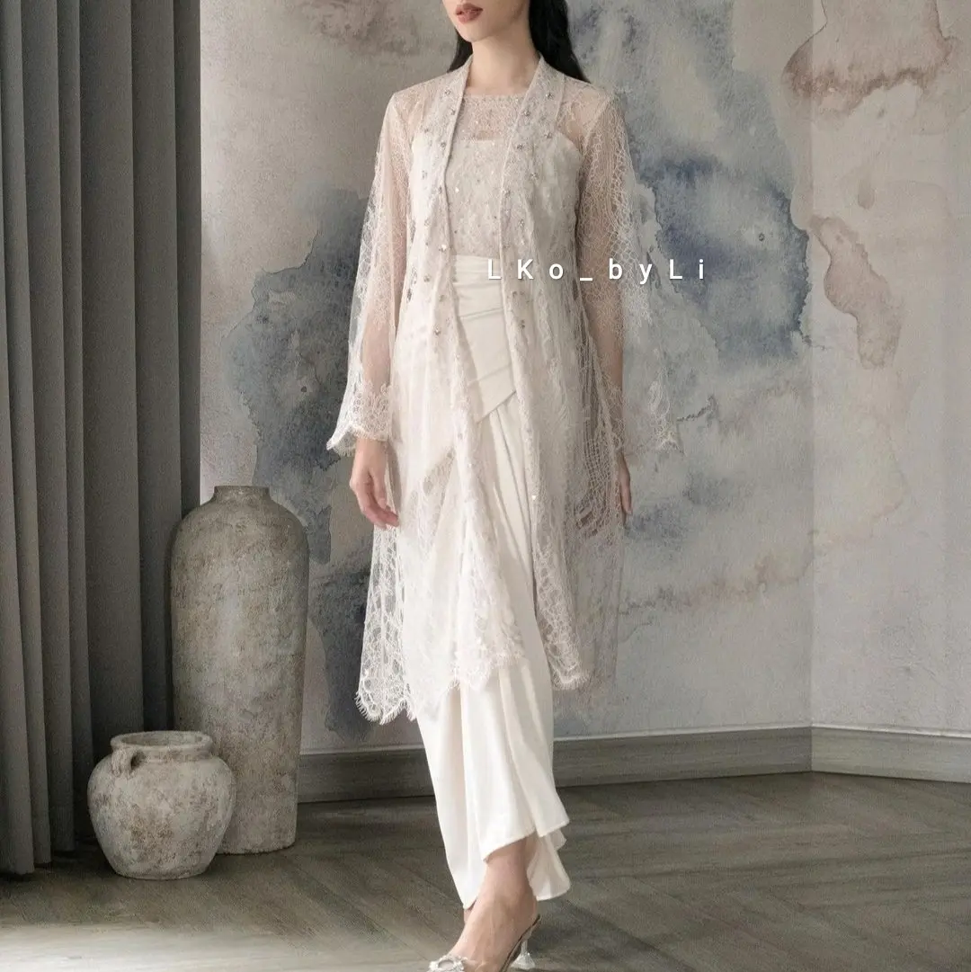 CHANTILLY DRESS ONESET isi Outer Brokat Inner dan Rok Lilit Baju Wanita ...