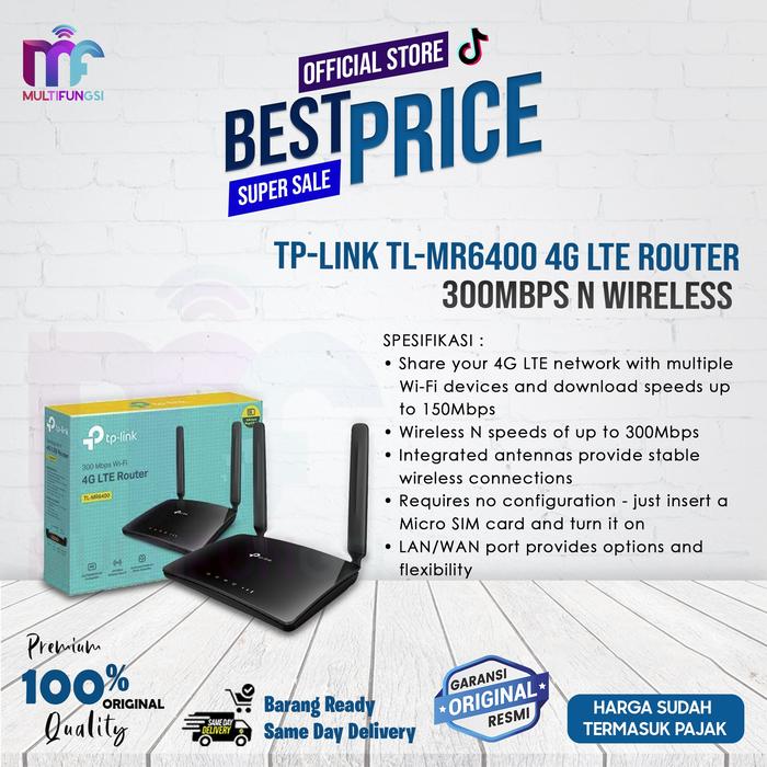 Gambar TP-LINK TL-MR6400 4G LTE Router 300Mbps N Wireless (300 Mbps) TPLINK dari Multifungsi ID Kota Administrasi Jakarta Pusat Tokopedia