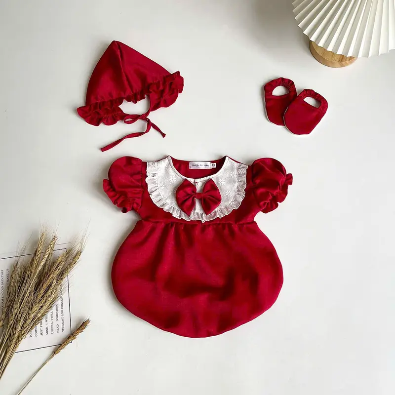 [BST Tết 2025] Set Body Quốc Dân Đỏ Mận Siêu Cưng Kèm Nón Và Tất Cho Bé 3-12kg - Shop Con Cưng - Kem baby  dưới 0