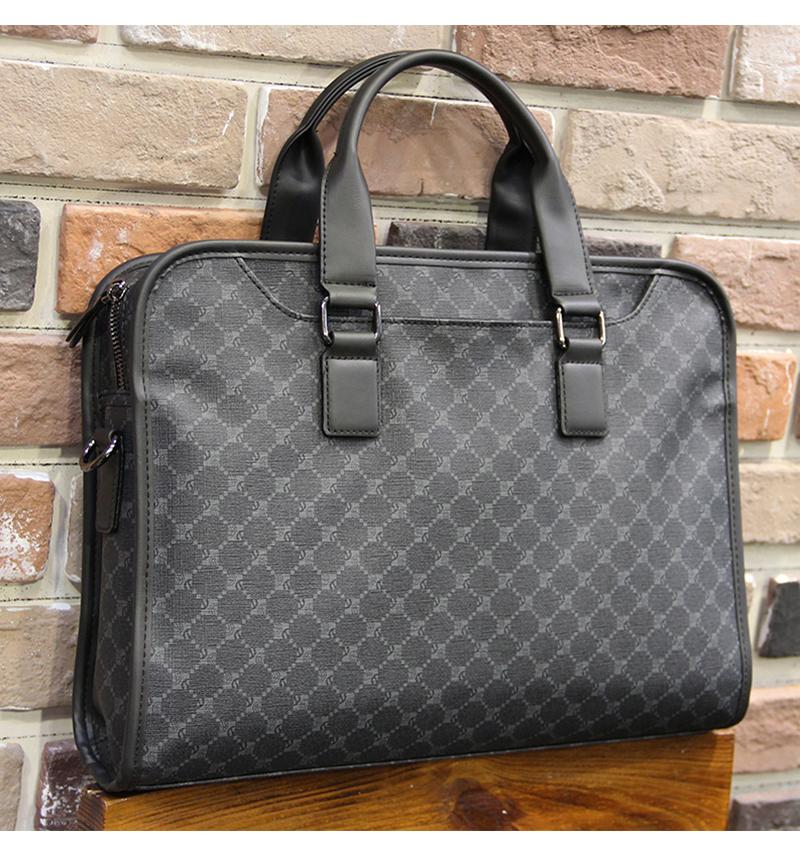 Product Introduction of Handbag Men's trendy brand Business plaid Men's shoulder bag Fashion business travel briefcase Oblique span Computer file bag 1
