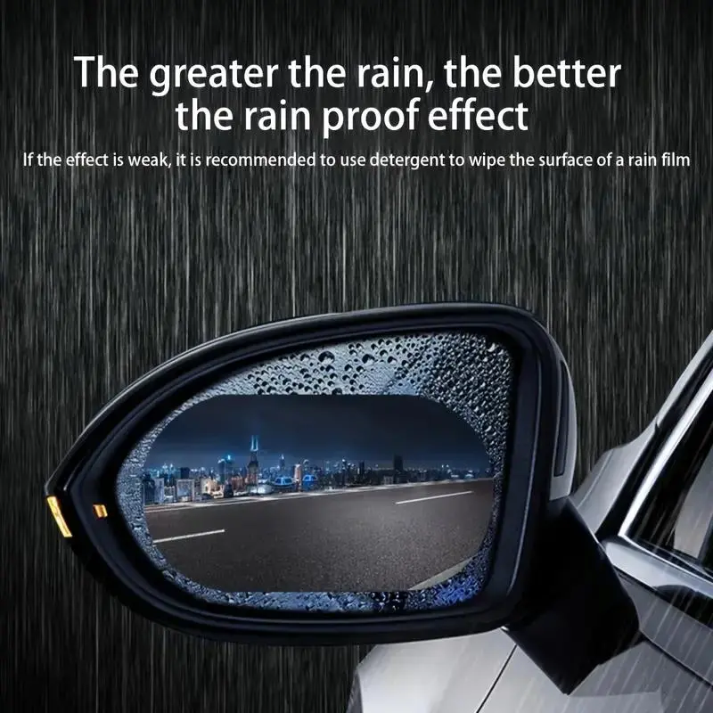 2pcs Car Rearview Mirror Rainproof Film, Anti-Fog And Water-Repellent Anti-Dazzle Rain-Proof Film For Automobile Rearview Mirror Side Window 2