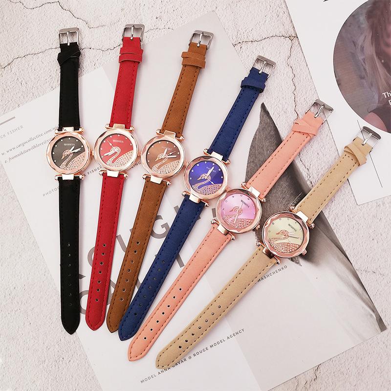 Product Introduction of Swan Watch Women's Factory Direct Supply Suede Matte Leather with Net Red Quartz Watch  Women's Watch 11