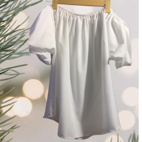 Áo trễ vai tay ngắn phồng tay tiểu thư bánh bèo Nữ somi dui a o