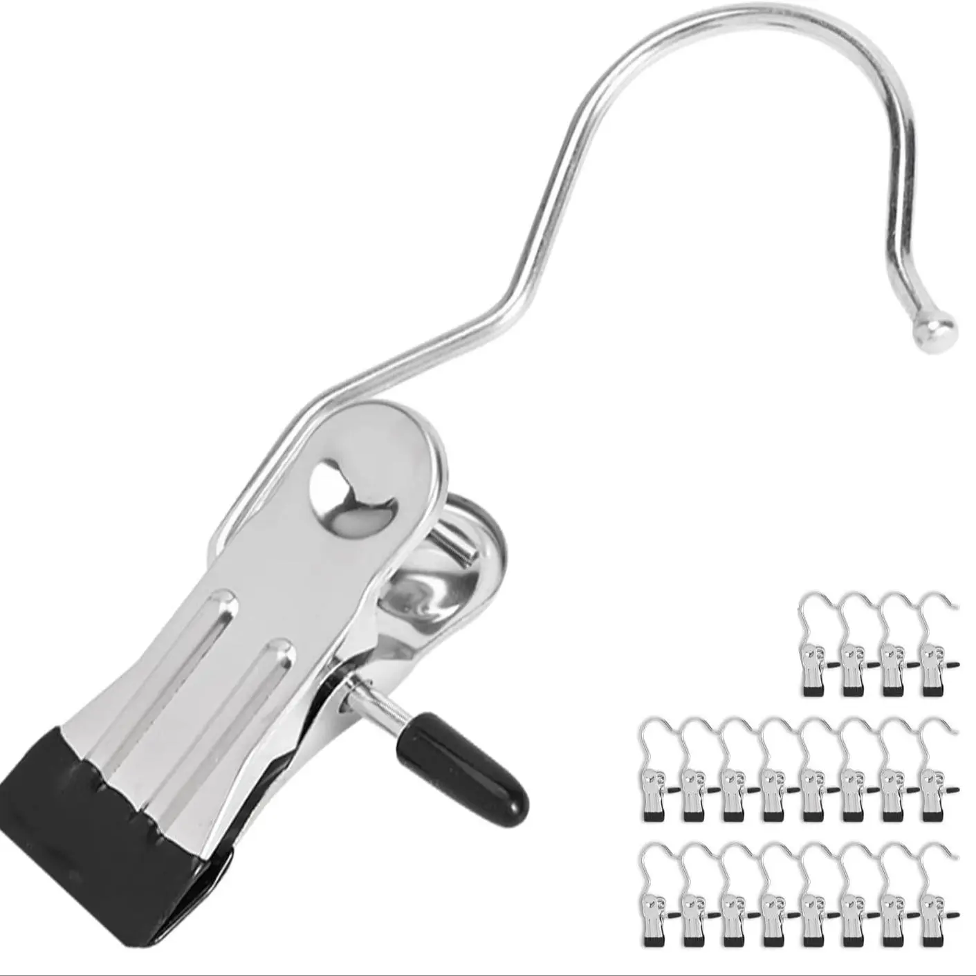 Clothes Drying Hook Clip, 20pcs Stainless Steel Clothes Drying Hook Clip, Portable Travel Clothes Peg, Home Organizer for Closet & Wardrobe