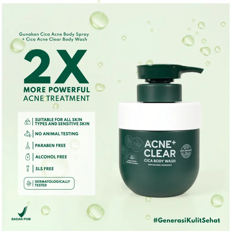 NPURE ACNE+ CLEAR CICA BODY WASH Organik Soap Mandi Tubuh Cair Wangi 3