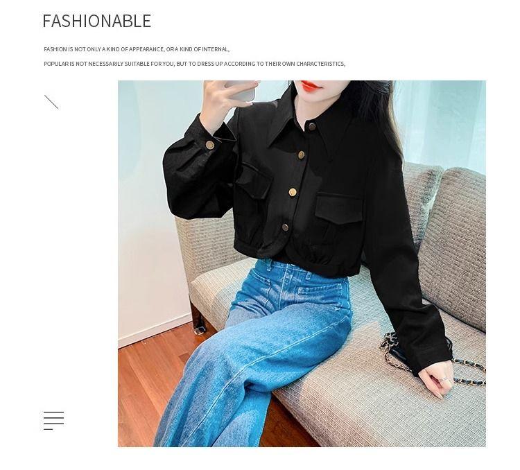 Product Introduction of Áo Khoác Áo Ghi Lê Túi Hộp, Dành Cho Nữ, Hàng Mới Về Mùa Thu 2023, Cao Cấp, Nhỏ, Dài Tay, Dễ Phối Đồ, Bó Sát, Áo Ngắn 23