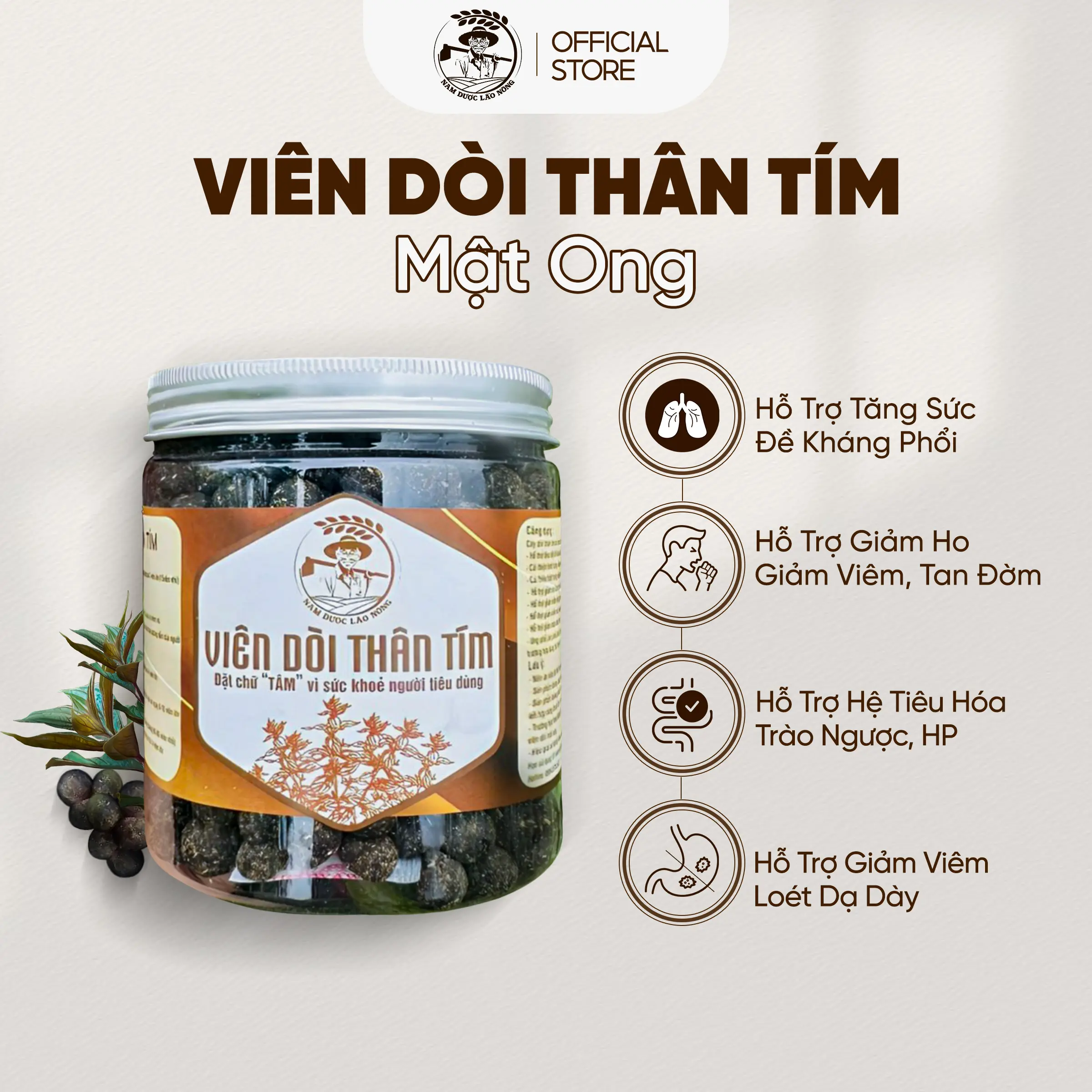 Viên Dòi Thân Tím Mật Ong Hỗ Trợ Các Vấn Đề Về Hô Hấp Và Dạ Dày