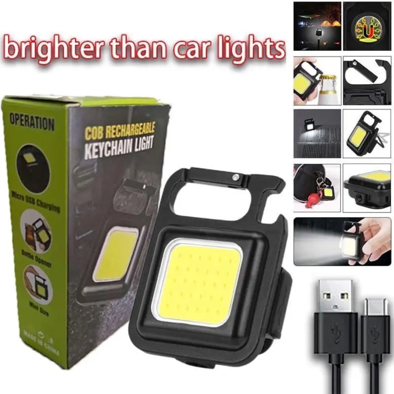 Lampu Senter Led COB Mini USB Charger Model Gantungan Kunci Multifungsi Super Terang 0