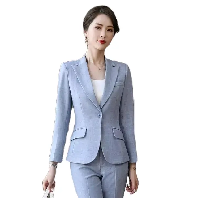 Jas Formal Wanita Keren Blazer Wanita Jas Wanita Slim-fitting Polos Musim panas Musim dingin Setelan Celana Kantor Kerja 1
