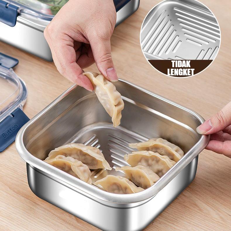 “COD”(Lunch box)3pcs-nampan sus Kedap Udara, Tahan Suhu Tinggi, Cocok untuk Kulkas dan Aktivitas Luar Ruangan/ES Kotak Makanan Stainless Steel Food Grade Dengan Penutup Kedap Kotak Penyimpanan Makanan Stainless Steel Tebal dengan Tutup/live 4