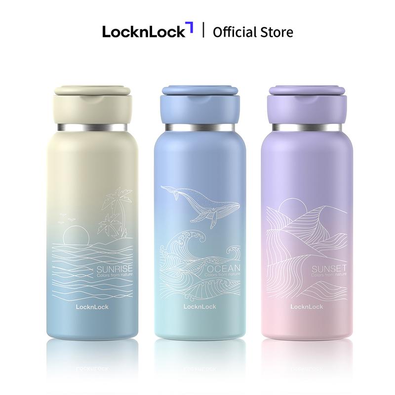 Bình giữ nhiệt LocknLock Sling Ring Tumbler Nature LHC4321 650ml có quai xách, bộ lọc đá tritan