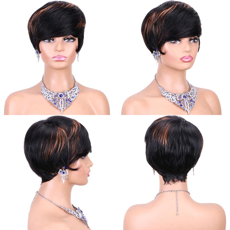 Wholesale Brazilian 100% Human Hair Machine Made Bob Wigs  Pixie Cut Wig Human Hair Short Pixie Wigs for Black Women 2