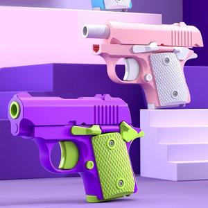 3Dプリント製ストレス解消おもちゃ銃、ミニモデルペッパーガン（ソフト弾は付属しません）、繰り返し使えるフィジェットトイ、大人と子供向け