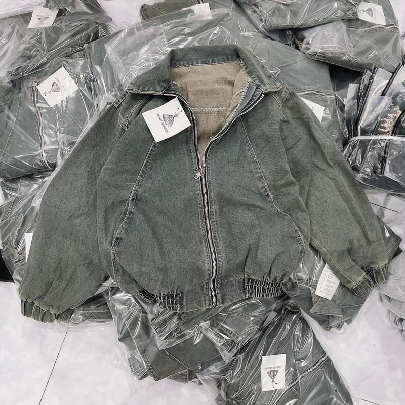 ÁO KHOÁC JEAN KHÓA KÉO BO EO,MỚI