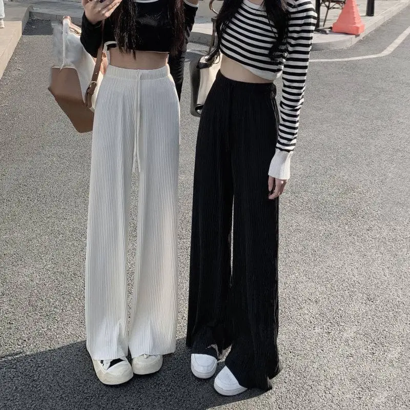 Quần dài ống rộng chất tăm siêu hot có 2 màu đen trắng