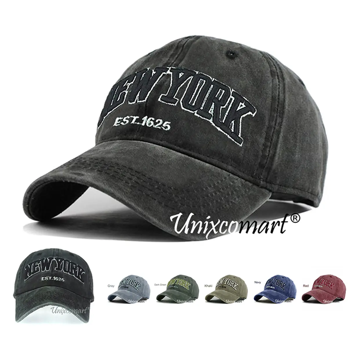Topi Baseball NW YORK EST 1625 Hat Cap Casual Sport Distro Black Dewasa Vintage OOTD Aesthetic Kekinian Simple Elegan
