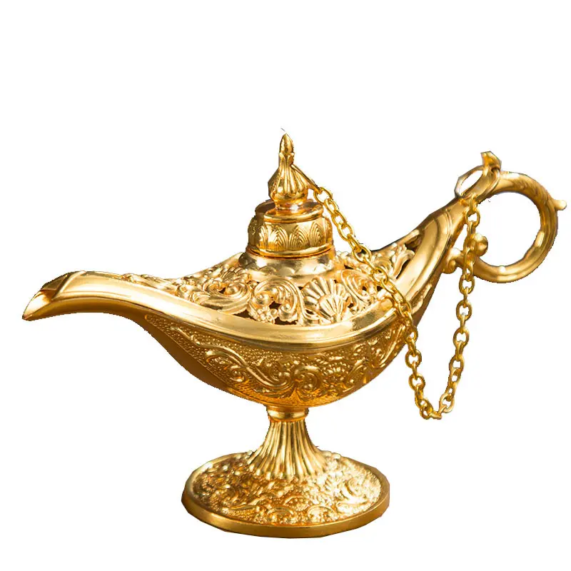 Aladdin Lamp Metal Crafts Wishing Lamp Incense Burner Home Decorative Creative Ornaments Children Decoration Multicolor