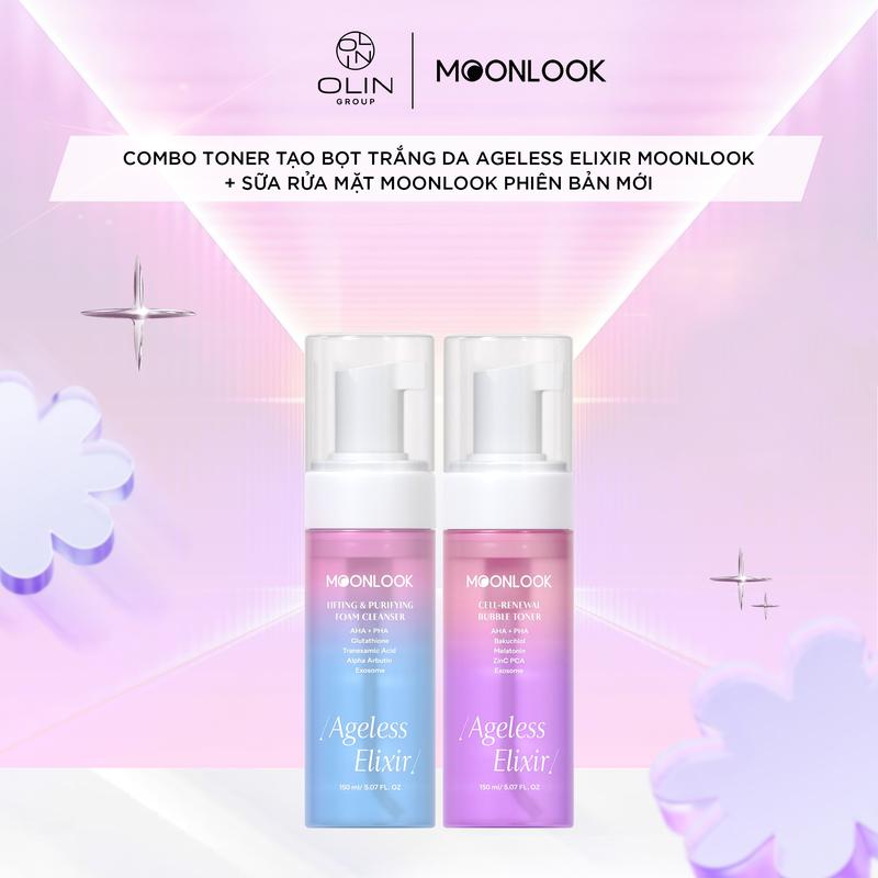 Combo Sữa rửa mặt Ageless Elixir MoonLook + Toner tạo bọt trắng da Ageless Elixir Moonlook