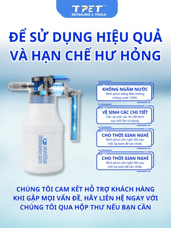 Bình phun bọt tuyết sạc tự động sạc pin rửa xe 1.5L dung tích pin 4800mAh bìnhxịt bọttuyết 7