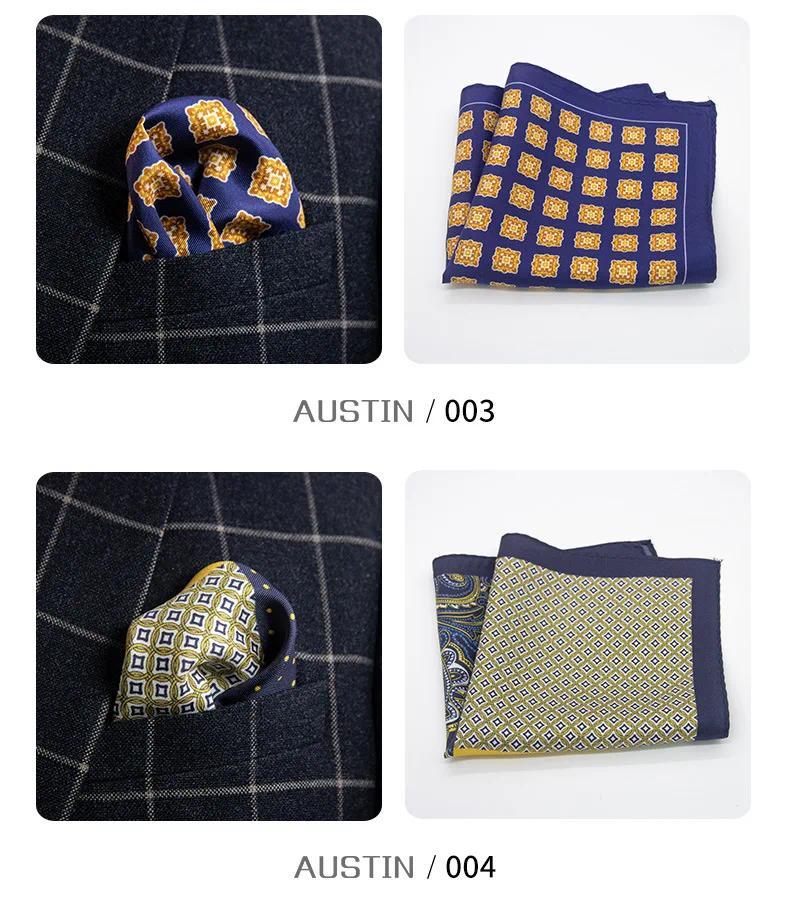 Product Introduction of Men 100% Silk Pocket Square Print Real Satin Small Square Scarf Gentleman Business Suit Shirt Chest Scarf Handkerchief 30*30 Cm 19