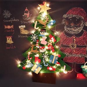 Christmas Tree Design Felt Wall Decor, DIY Home Scene Window Decoration, Luminous Handmade Hanging Program Decoration, Atmosphere Decoration, Creative Toy Gift