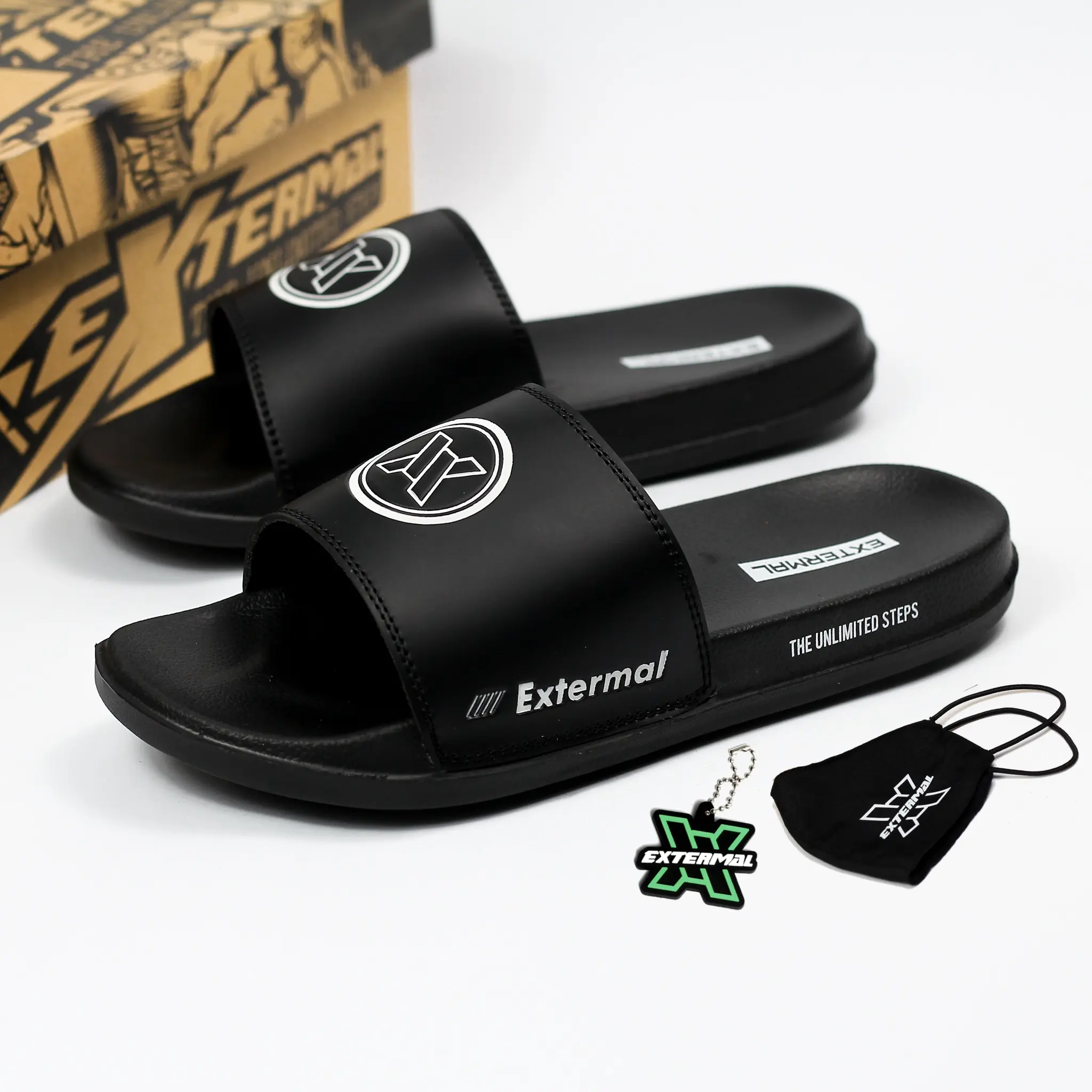 Extermal - Ex041 - Sendal Casual Sandal Slide Selop Slip On Pria