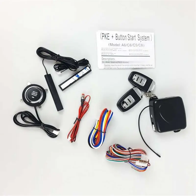 Car Keyless Entry Engine Start Alarm System Push Button Remote Starter Stop Alarm Anti Theft with Remote Control Kabel Kendaraan Kabel Kendaraan 4