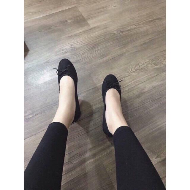 Giày búp bê nơ xinh chất da lộn Shoes Nữ Giày Bệt