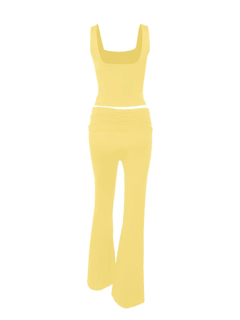 Product Introduction of Women's Solid Backless Crop Tank Top & Pants Two-piece Set, Casual Fashion Cozy Two Piece Outfits for Daily Outdoor Wear, Ladies Clothes for All Seasons 4
