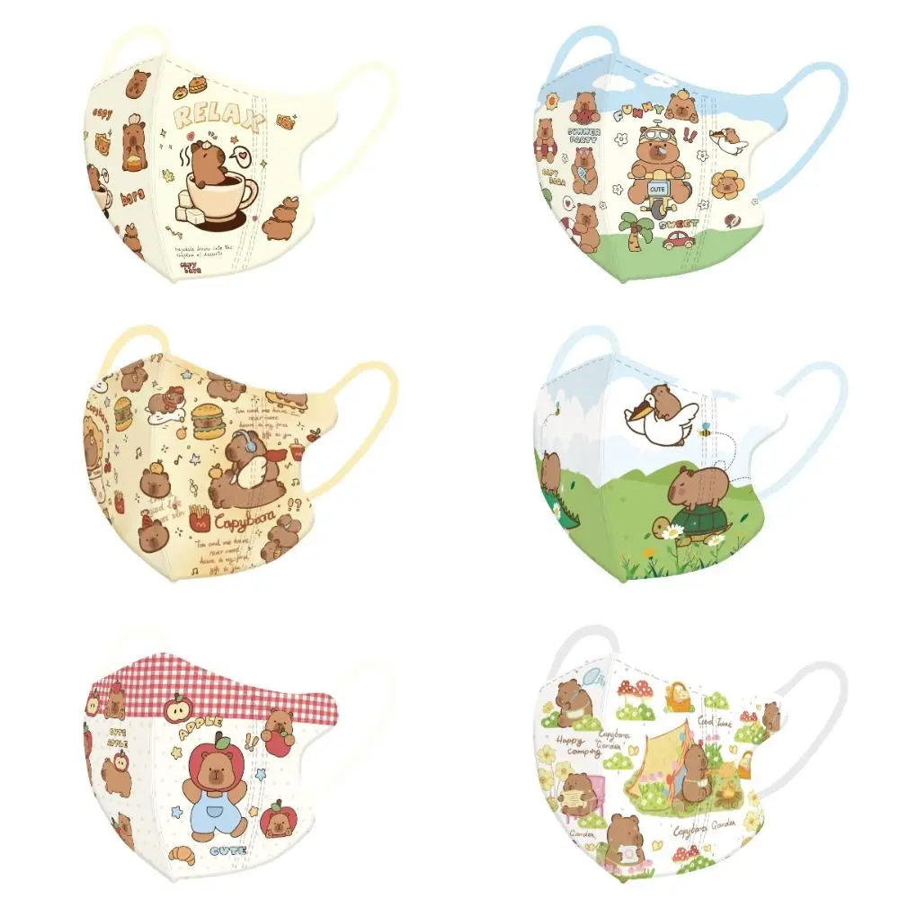 Hot Sale 3D Children's Mask Capybara Pattern Anti Pollen Sunshade Mask Butter Bear Dustproof Winter Cold Mask Outdoor