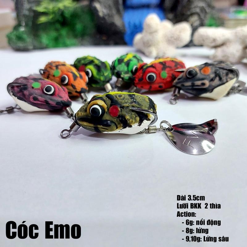  Nhái hơi Cóc EMo dài 3.5cm lưỡi BKK thìa tròn và thìa gập ring phụ kiện Thái Lan Đi Câu Bắt Cá Fishing Câu Cá Đồng 