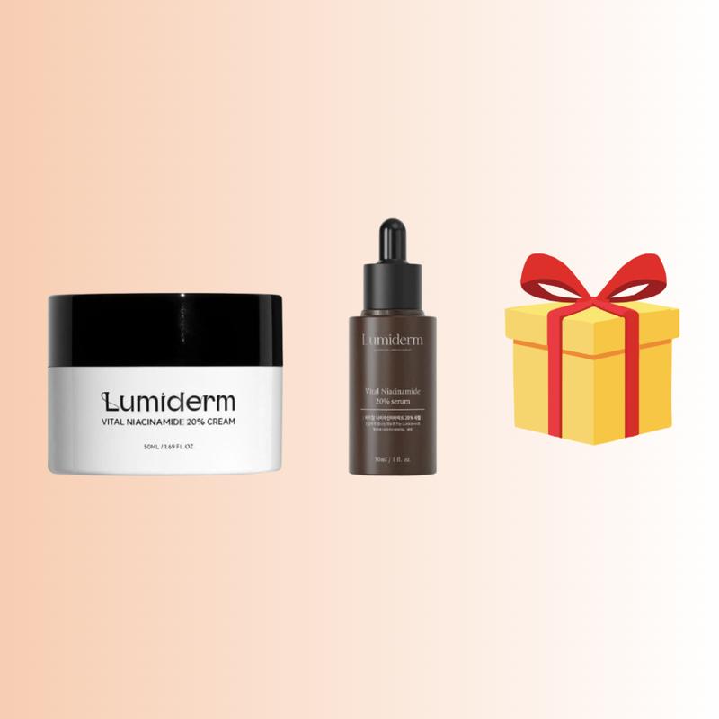 S04_ [KÈM QUÀ] Combo 1 hũ Kem dưỡng Lumiderm vital niacinamide 20% cream 50ml (VỎ TRẮNG) (Q96) + 1 lọ serum  b3 niacinamide 20% Lumiderm (E94)