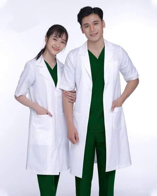 [Giá sỉ] Áo blouse trắng dáng dài cho bác sĩ, dược sĩ, phòng thí nghiệm, kỹ thuật viên spa, thẩm mỹ viện, phòng khám