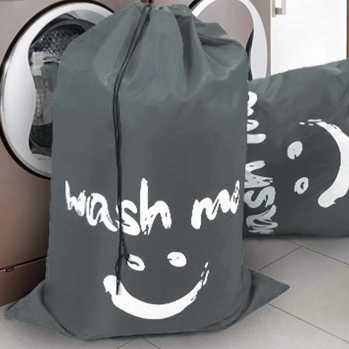 Letter Pattern Dirty Clothes Storage Bag, 1 Count Portable Collapsible Laundry Basket, Quilt Dust Proof Bag with Drawstring for Home Bedroom