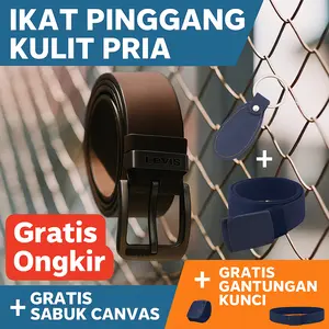 Sabuk Ikat Pinggang Fashion Belt Pria Kulit Asli Aksesoris Pria FREE SABUK KANVAS
