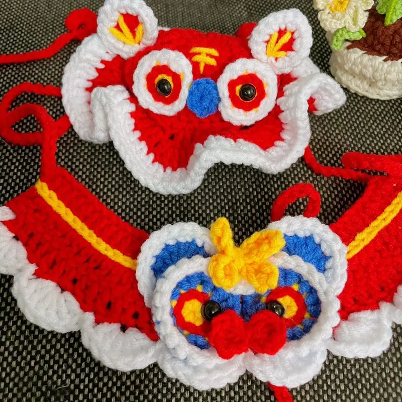Nón mũ len tai bèo kỳ lân cho chó mèo siêu xinh diện trung thu Tết 1