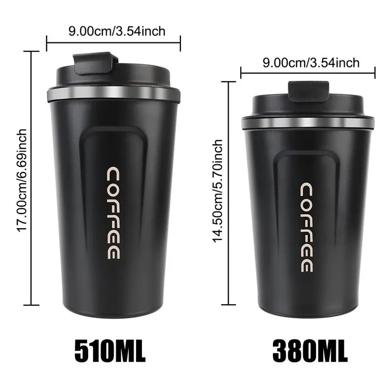 510ML Coffee Cup, 1pc Leak-proof Travel Thermos, Double Stainless Steel Coffee Cup, Car Thermos for Tea, Water, Coffee 1