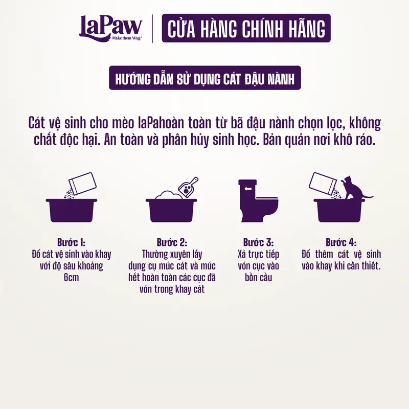 [Combo 5 túi] LaPaw Cát Vệ Sinh Đậu Nành Lollipop Cao Cấp 7L/ 2,5 KG 7