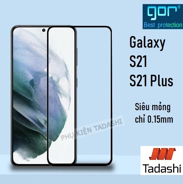 Kính Cường Lực Gor cho Samsung Galaxy S21 Plus S21 Full Màn Viền Đen Cao Cấp - Hãng Gor Tặng keo + 2 dán lưng cacbon