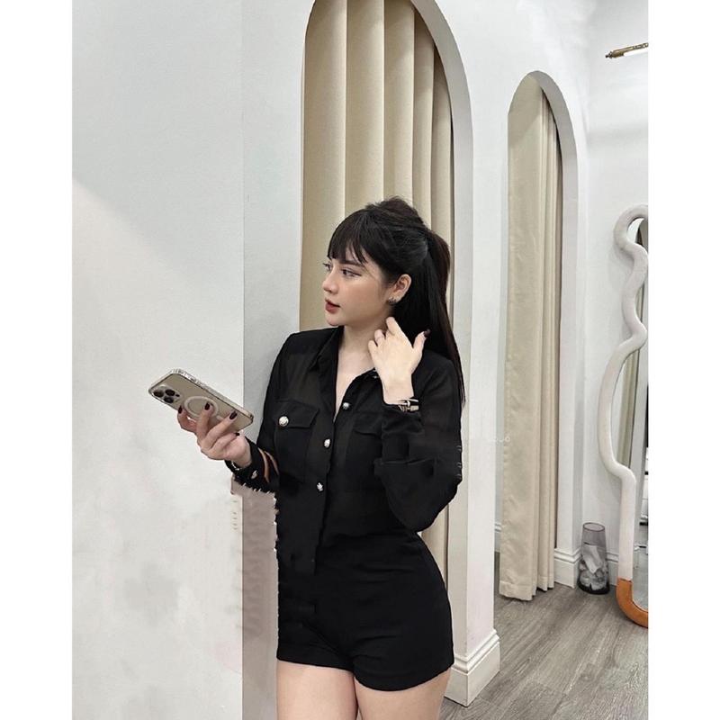  Áo sơ mi nữ Voan có đệm vai mỏng sexy đi tiệc đi chơi sang chảnh 