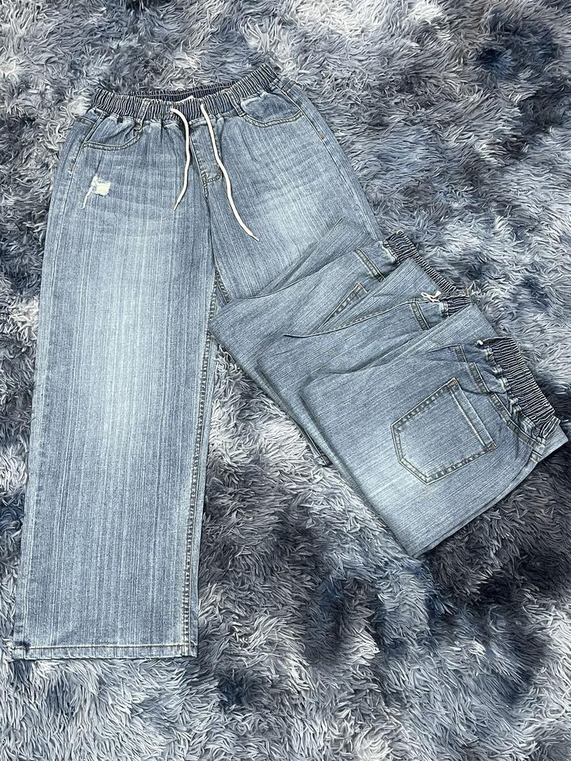 Product Introduction of Quần jean cạp chun dáng suông thời trang rách dưới túi - Voi, Pants Nữ 7