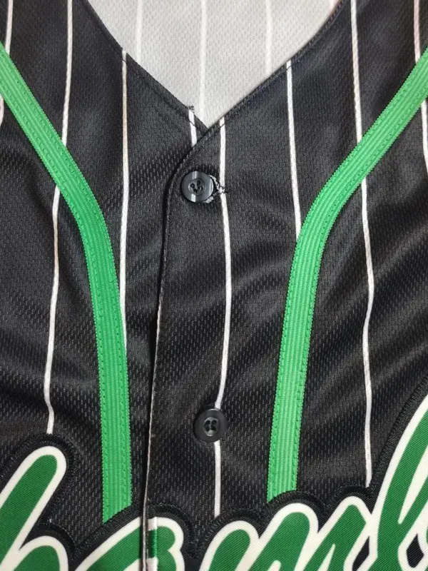 Men's Letter & Number Embroidery V Neck Baseball Jersey, Loose Striped Print Short Sleeve Button Sports T-shirt, Casual Breathable Baseball Jersey for Outdoor Sports 2